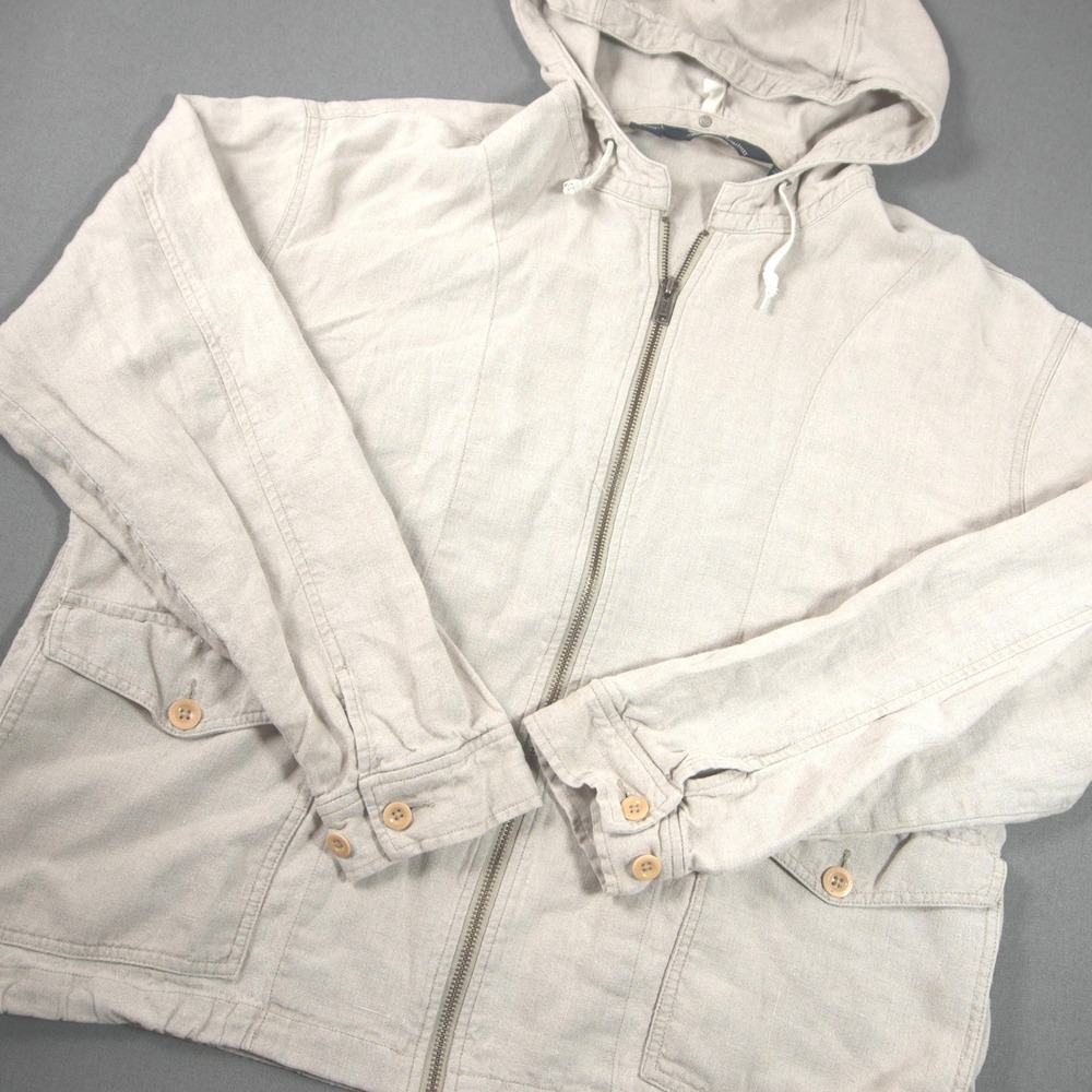 Polo Ralph Lauren Linen Zip Hooded Men Jacket L Work Beach Utility Safari